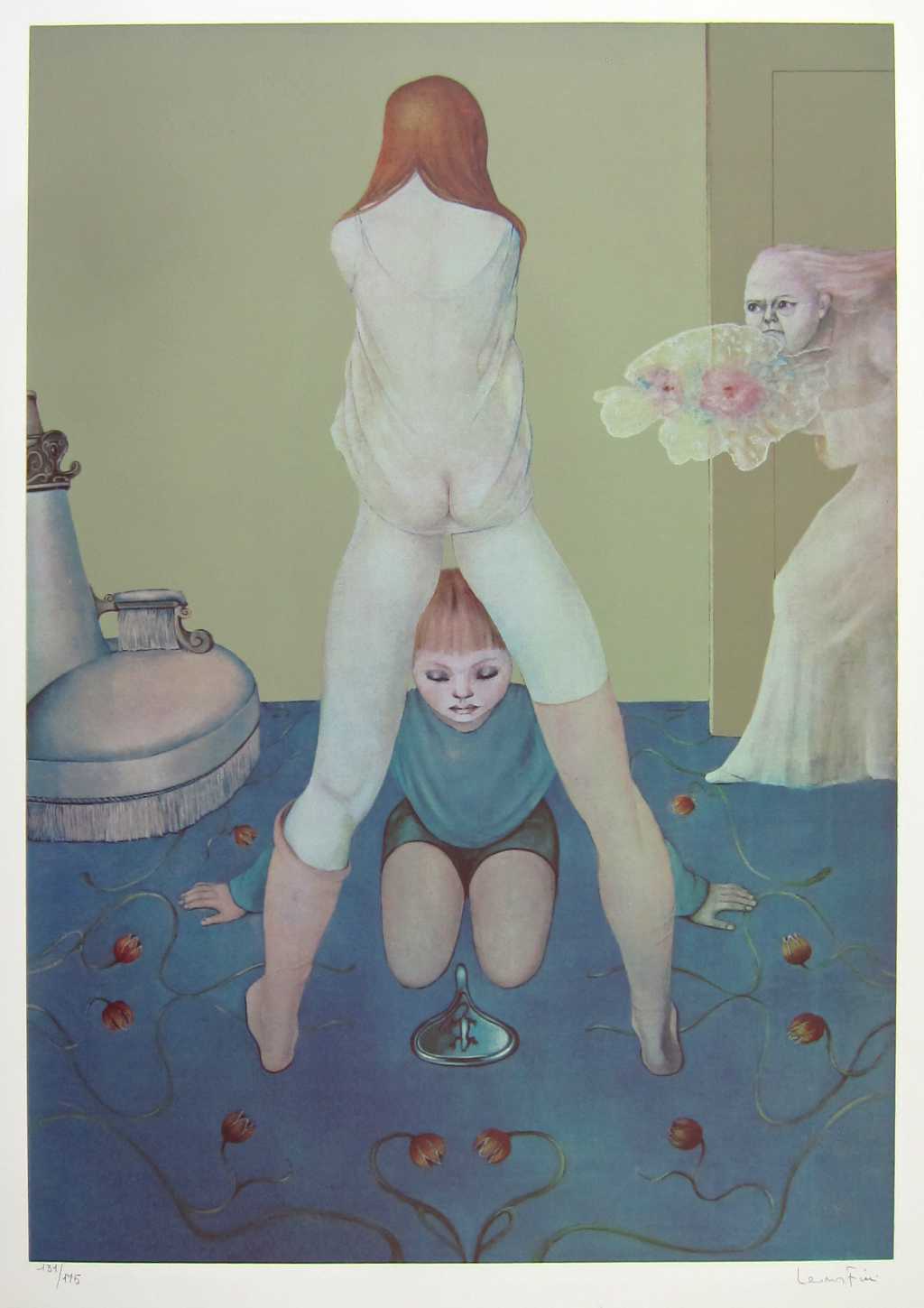 Leonor Fini - Les Lecons Plate 03 - Kinderstube (Children's Game) - 1976 color serigraph